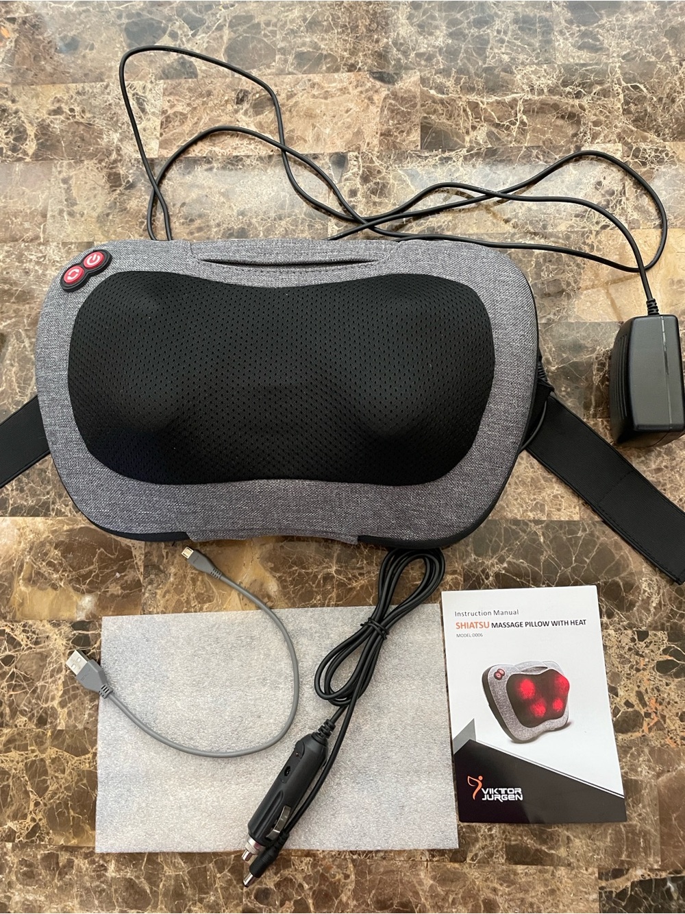 Gray Shiatsu Massage Pillow with Heat